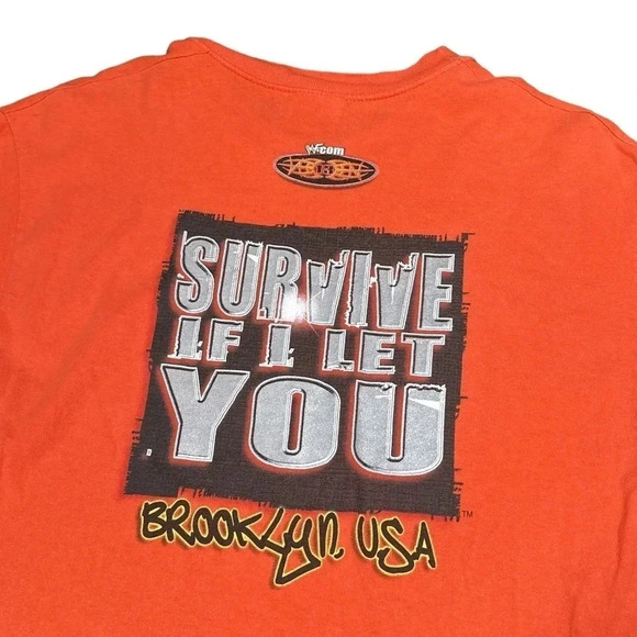 Vintage Y2K WWE Taz Thug Superstar  Survive If I Let You Orange T Shirt Mens M - Picture 7 of 10